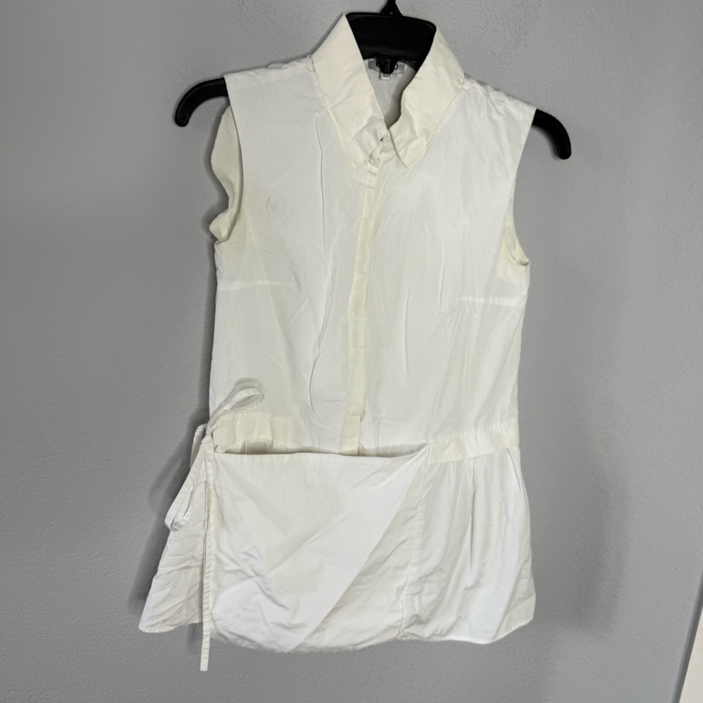 Kenzo Cream Sleeveless Wrap Blouse